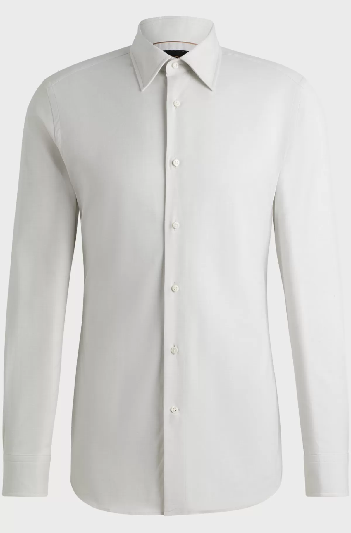 HUGO BOSS Slim Fit Skjorte I Bomuld Med Mikrostruktur Og Stræk Naturlig Cheap