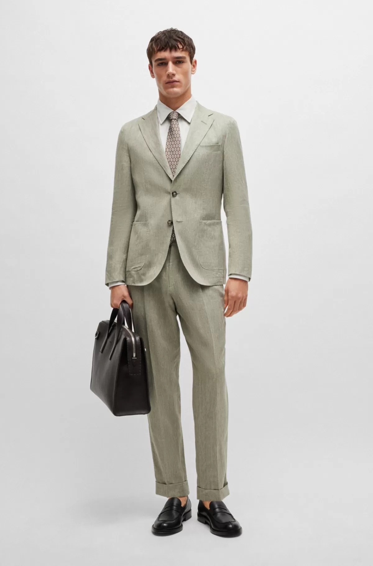 HUGO BOSS Slim Fit Skjorte I Bomuld Med Mikrostruktur Og Stræk Naturlig Cheap