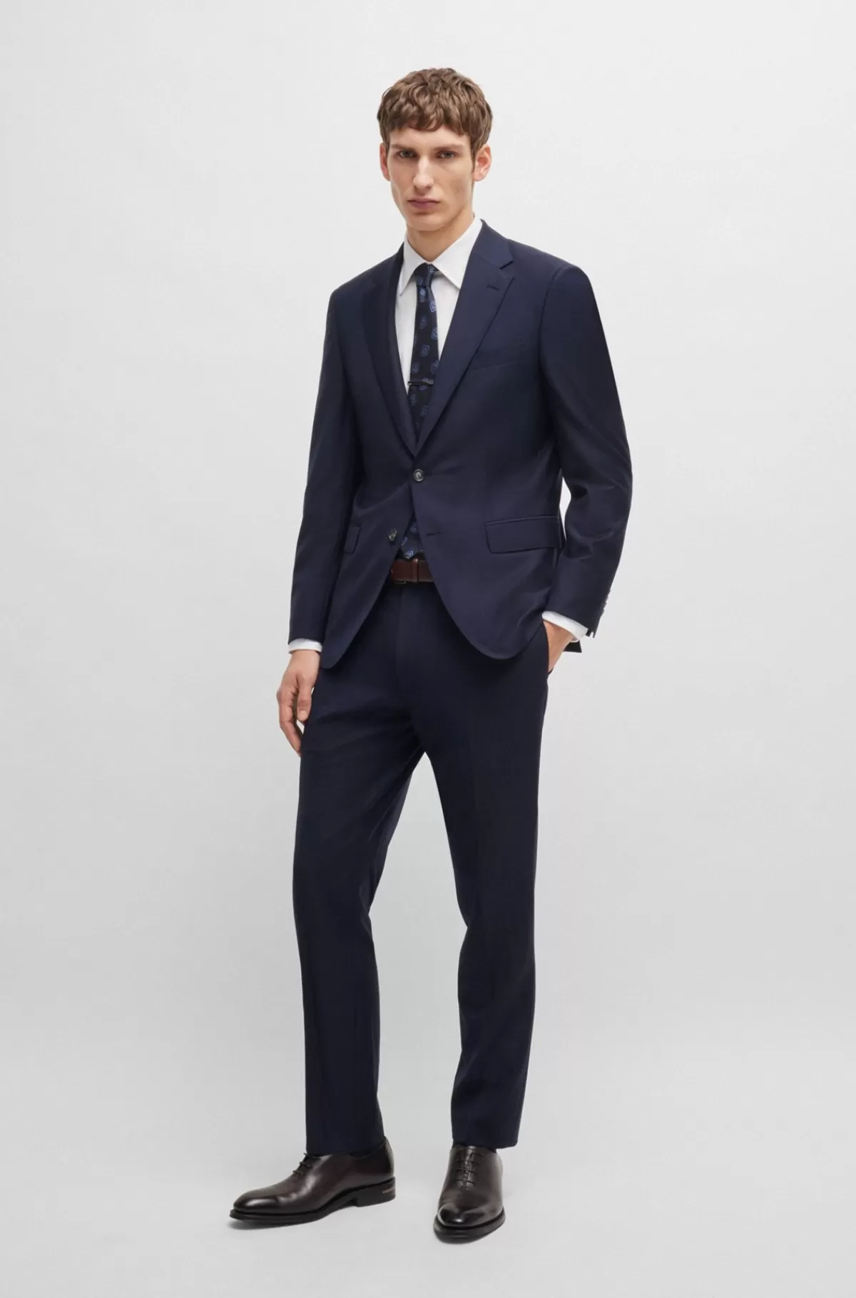 HUGO BOSS Slim Fit Skjorte I Bomuld Med Mikrostruktur Og Stræk Hvid Outlet