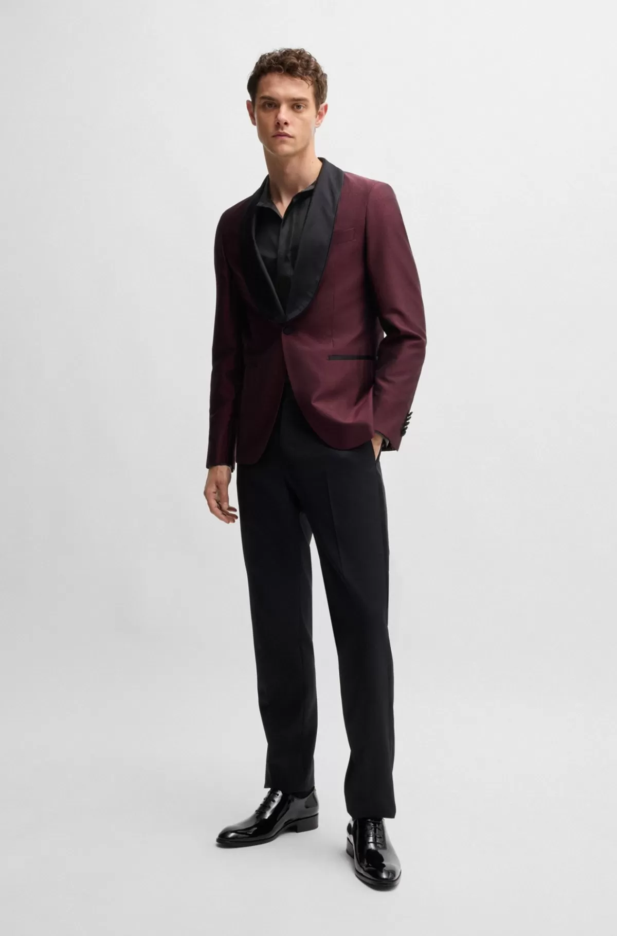 HUGO BOSS Slim Fit Skjorte I Den Fineste Italiensk Fremstillede Silke Sort Fashion