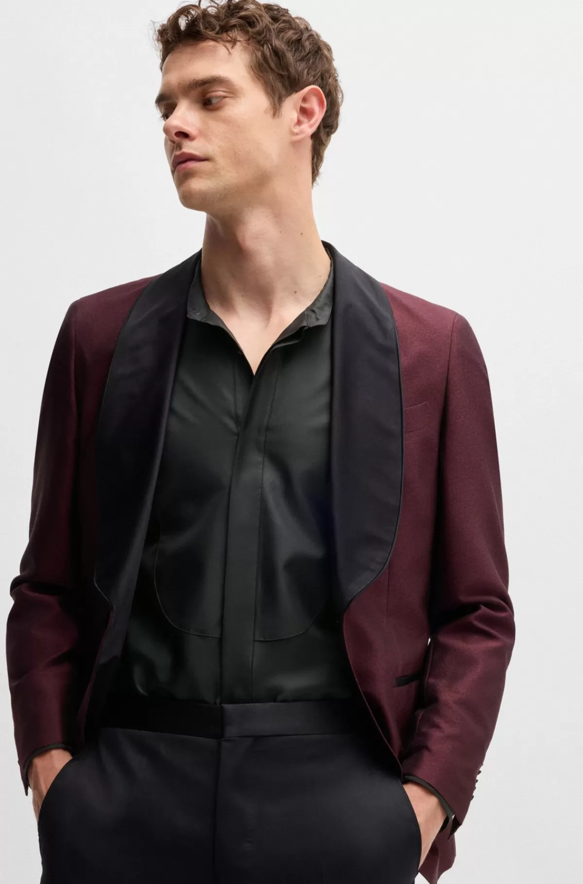 HUGO BOSS Slim Fit Skjorte I Den Fineste Italiensk Fremstillede Silke Sort Fashion