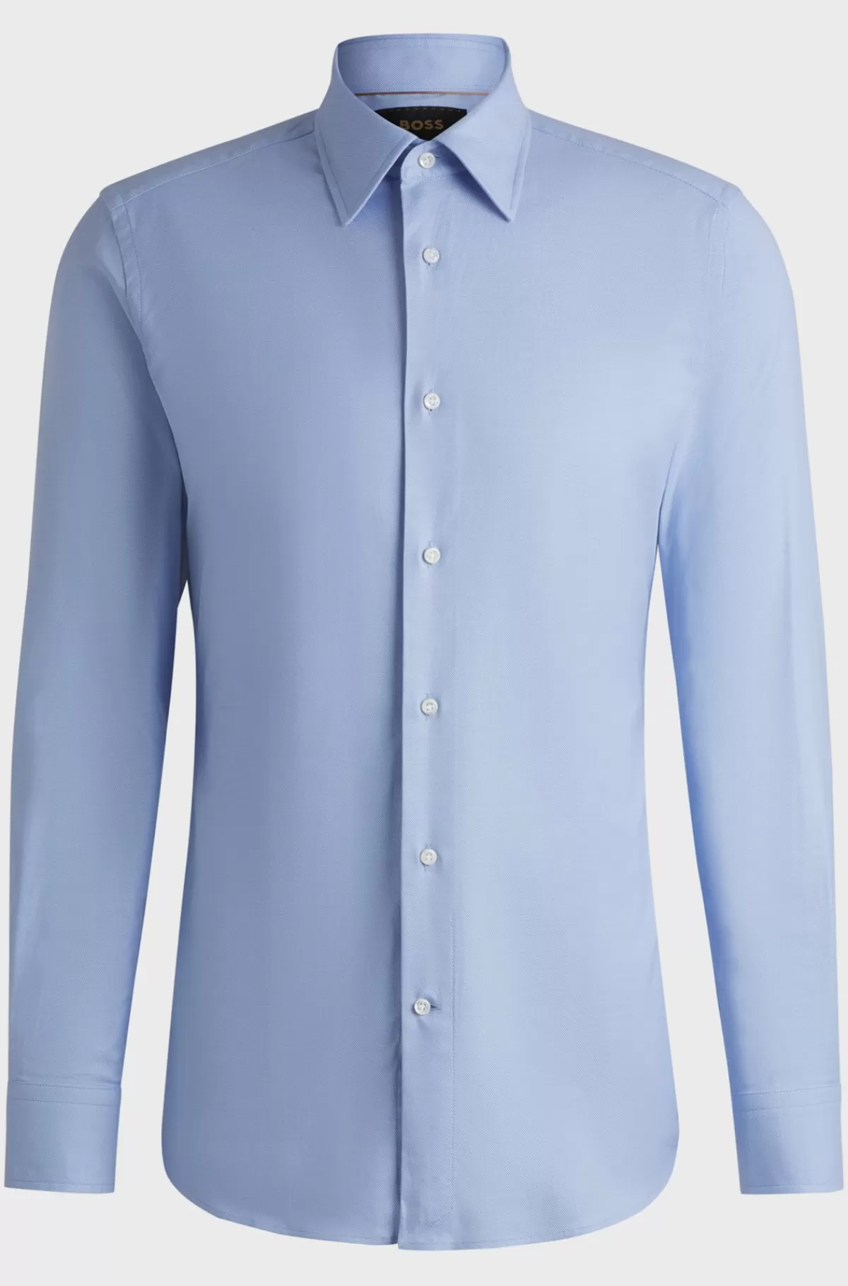 HUGO BOSS Slim Fit Skjorte I Italiensk Bomuld Med Struktur Og Stræk Lyseblå Hot