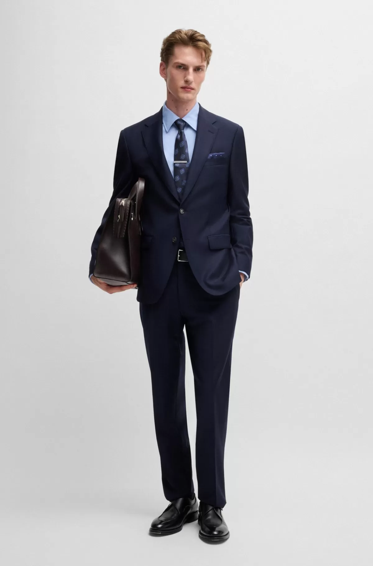 HUGO BOSS Slim Fit Skjorte I Italiensk Bomuld Med Struktur Og Stræk Lyseblå Hot