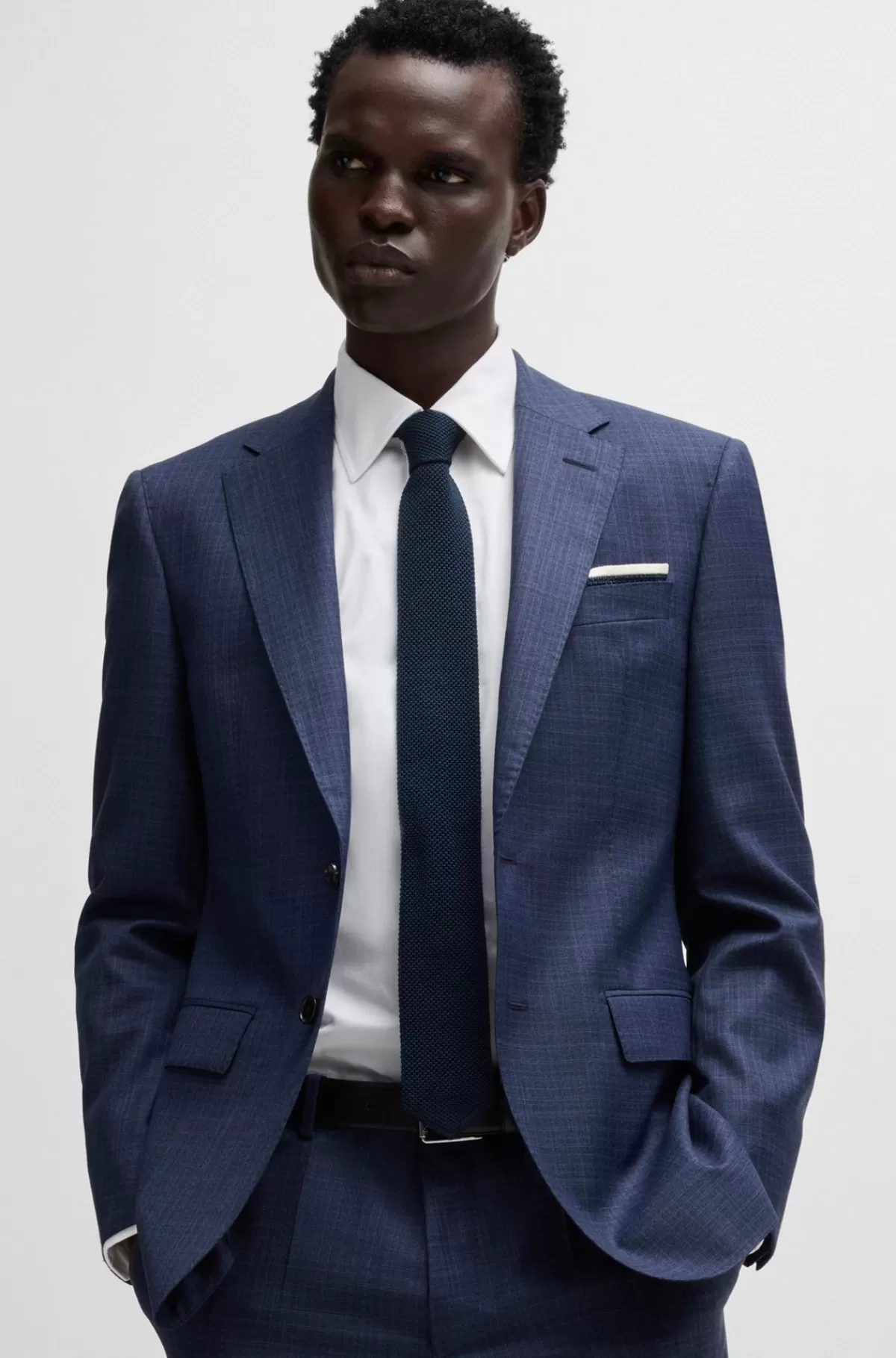 HUGO BOSS Slim Fit Skjorte I Italiensk Bomuld Med Struktur Og Stræk Hvid Fashion