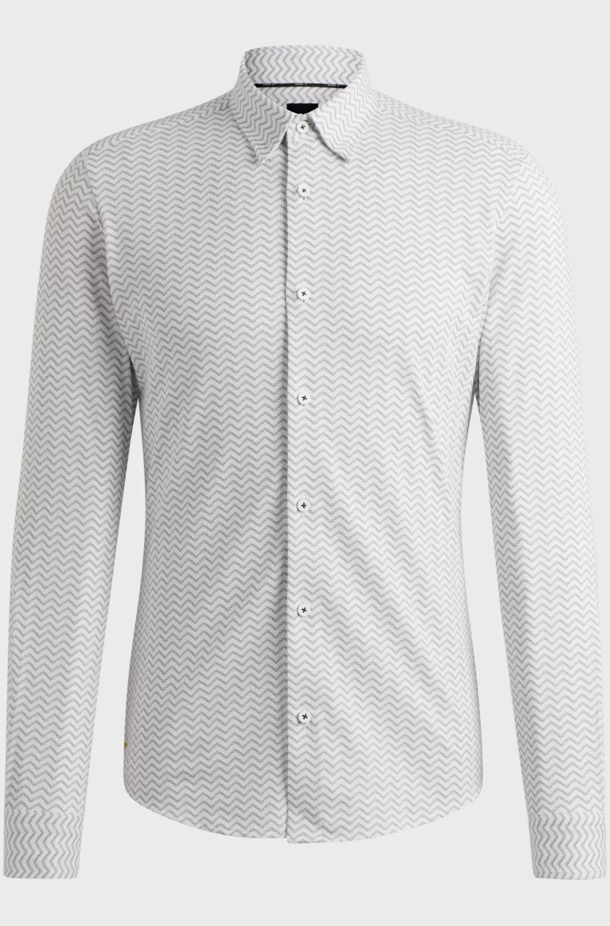 HUGO BOSS Slim Fit Skjorte I Mønstret Performance-stof Med Stræk Hvid New