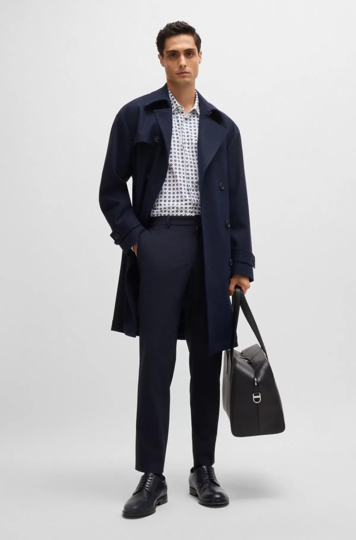 HUGO BOSS Slim Fit Skjorte I Printet Jersey Med Performance-stræk Hvid mønstret Online