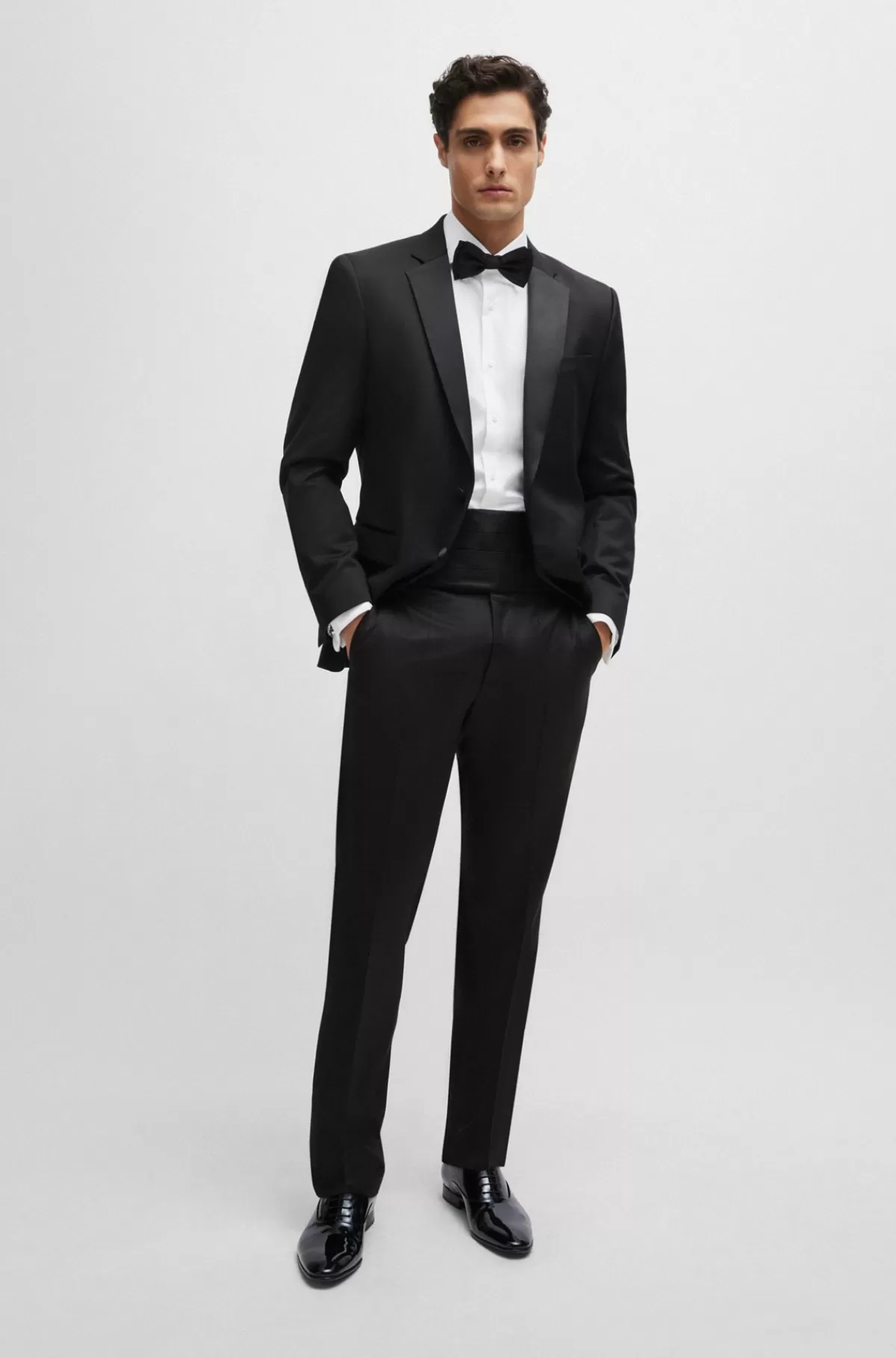 HUGO BOSS Slim Fit Smokingbukser I Serge Af Ny Uld Sort Online