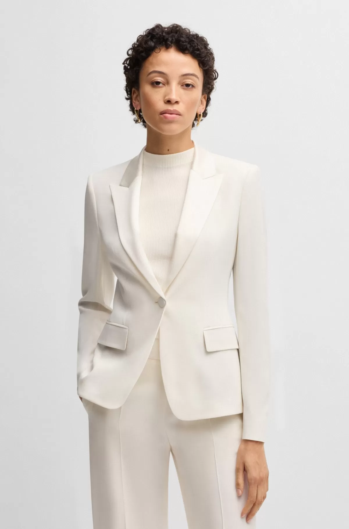 HUGO BOSS Slim Fit Smokingjakke Og Lukning Med En Enkelt Knap Hvid Online