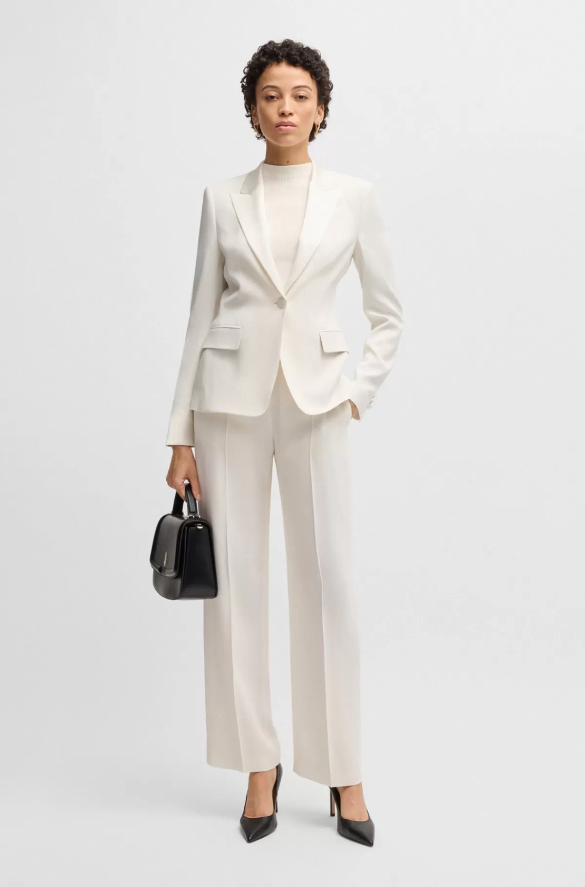 HUGO BOSS Slim Fit Smokingjakke Og Lukning Med En Enkelt Knap Hvid Online