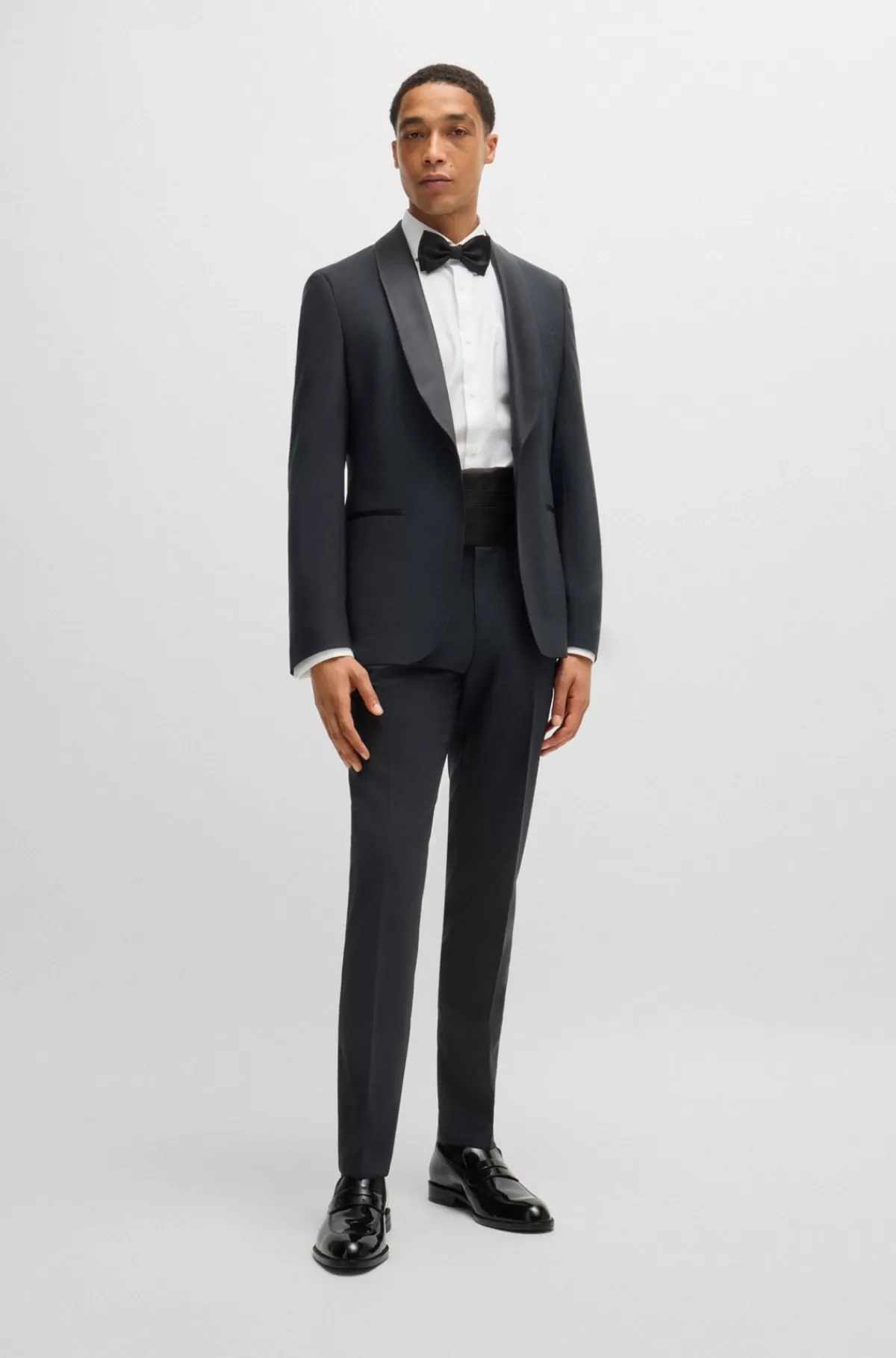 HUGO BOSS Slim Fit Smoking-jakkesæt I Uldblanding Sort Shop