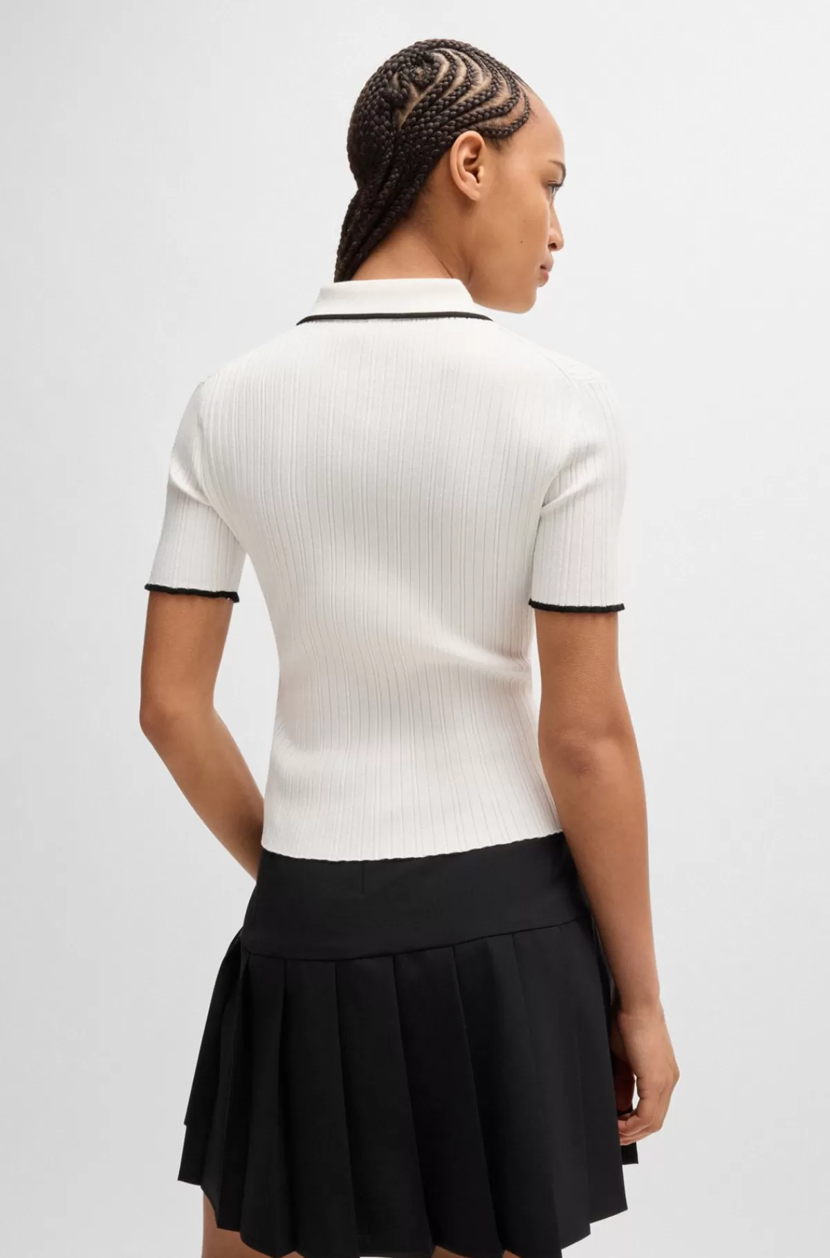 HUGO BOSS Slim Fit Striktop Med Polo-krave Hvid Cheap