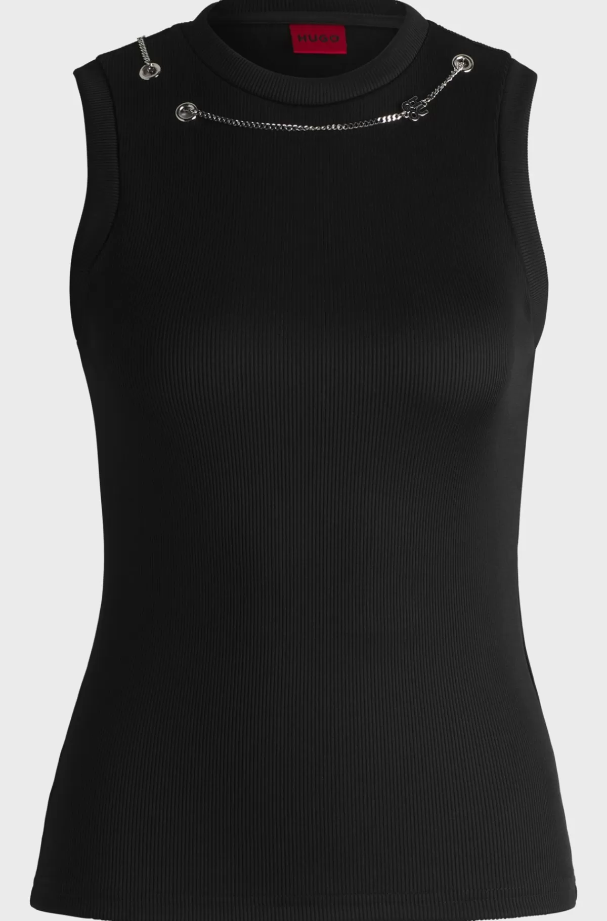 HUGO BOSS Slim Fit Tanktop Med Aftagelig Logokæde Sort Online