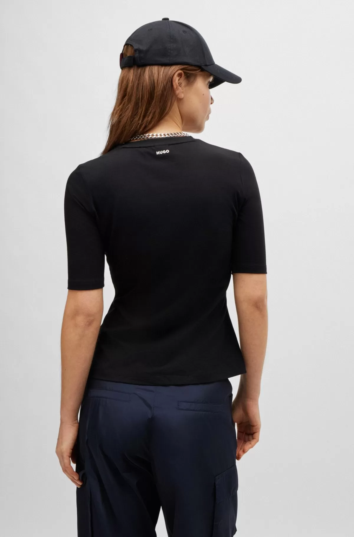 HUGO BOSS Slim Fit T-shirt I Bomuld, Modal Og Stræk Sort Store