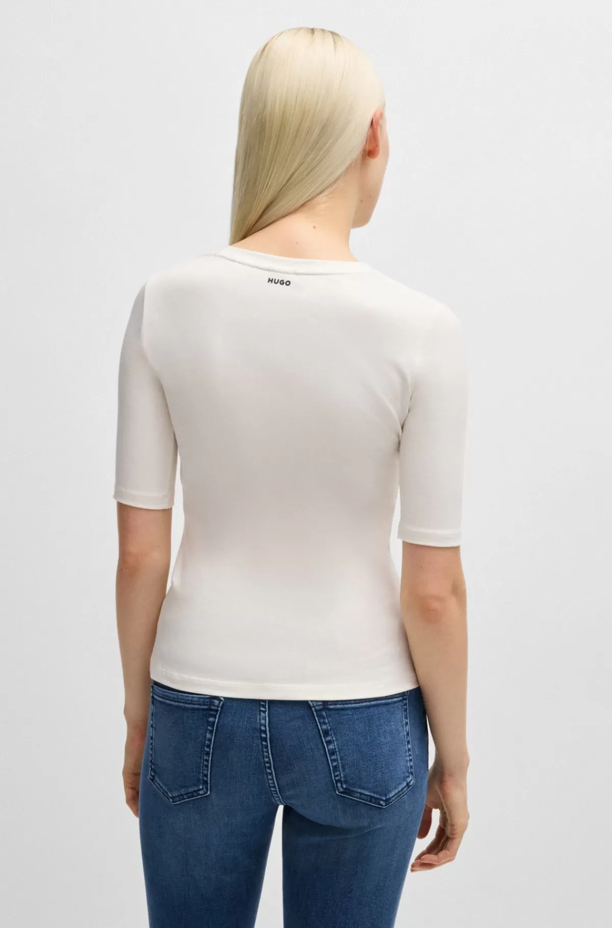 HUGO BOSS Slim Fit T-shirt I Bomuld, Modal Og Stræk Hvid Flash Sale