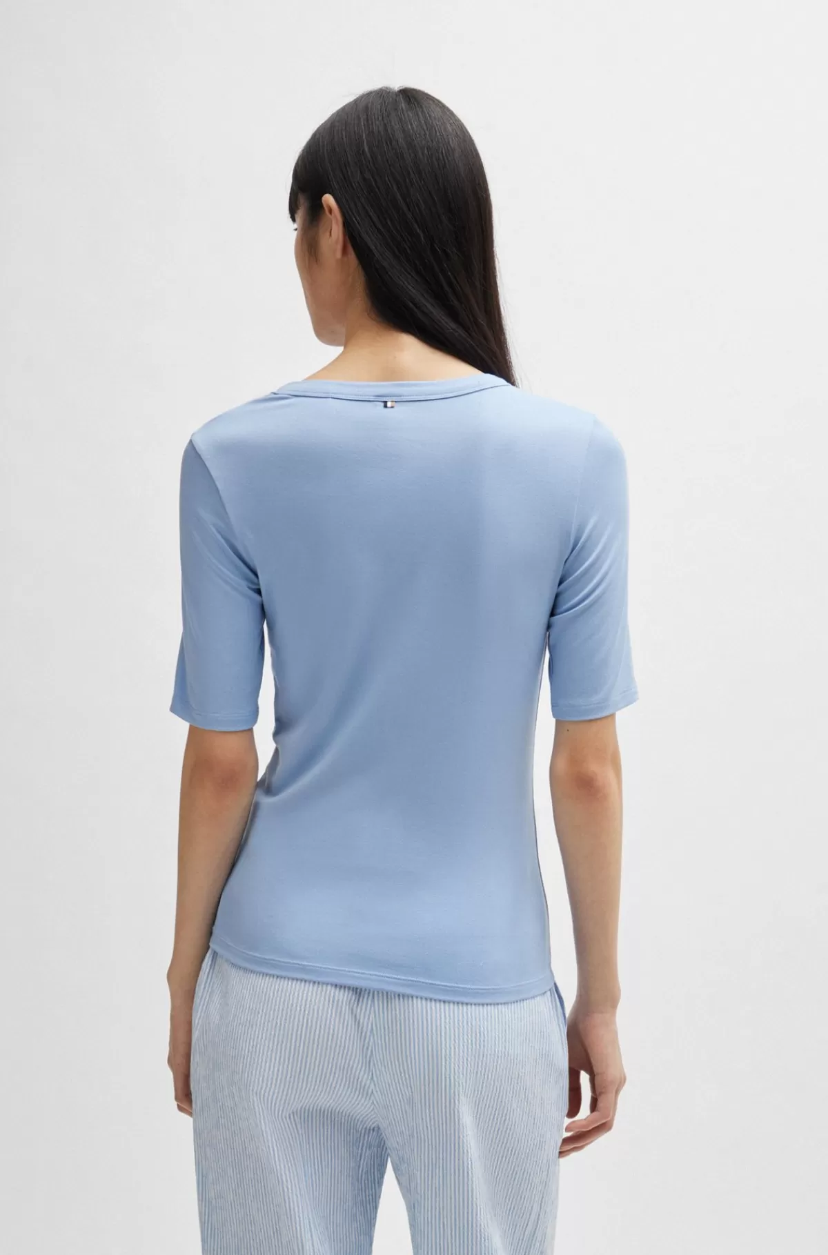 HUGO BOSS Slim Fit T-shirt I En Blanding Med Modal Og Stræk Lyseblå Shop