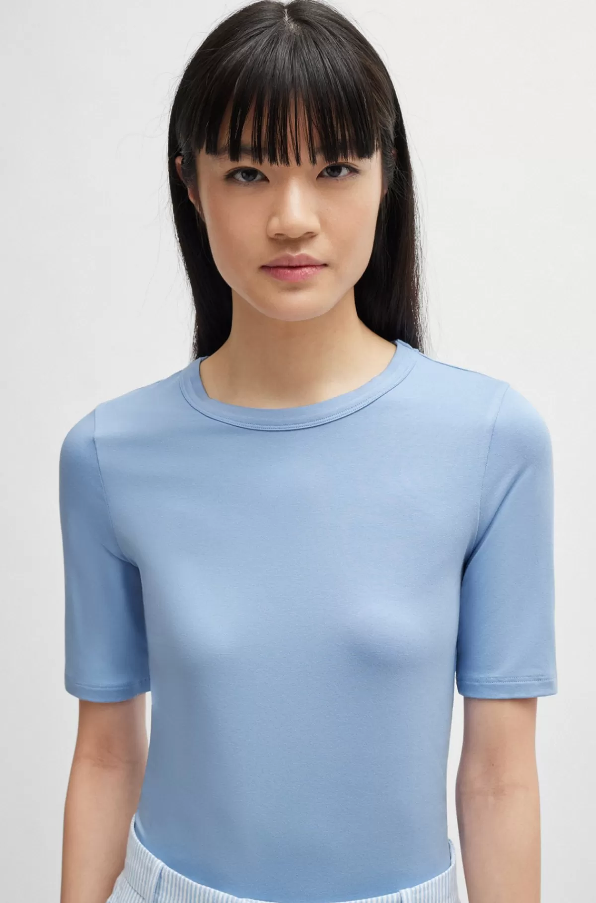 HUGO BOSS Slim Fit T-shirt I En Blanding Med Modal Og Stræk Lyseblå Shop