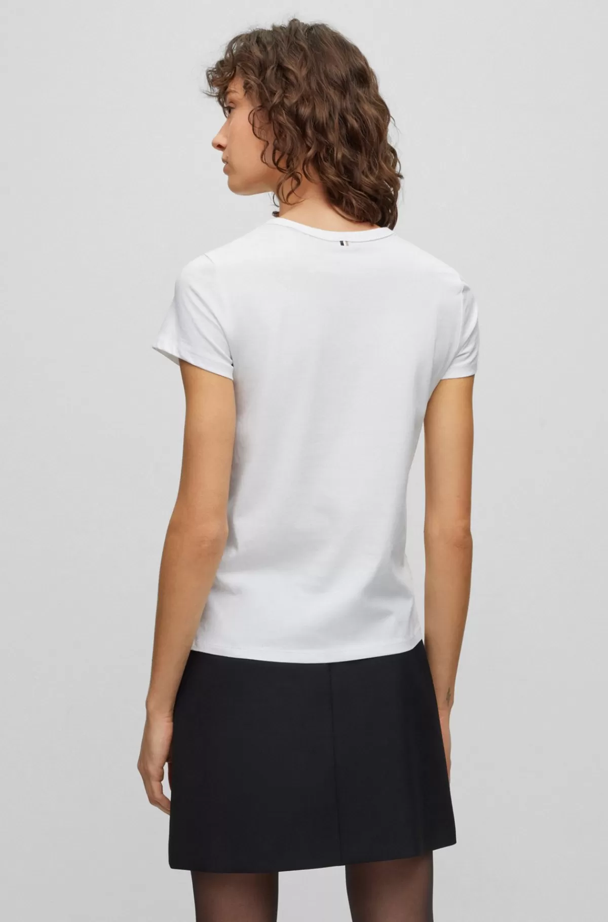 HUGO BOSS Slim Fit T-shirt I økologisk Bomuld Med Logo I Kontrastfarve Hvid Shop
