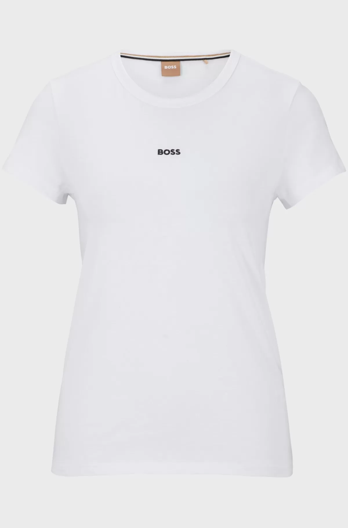 HUGO BOSS Slim Fit T-shirt I økologisk Bomuld Med Logo I Kontrastfarve Hvid Shop