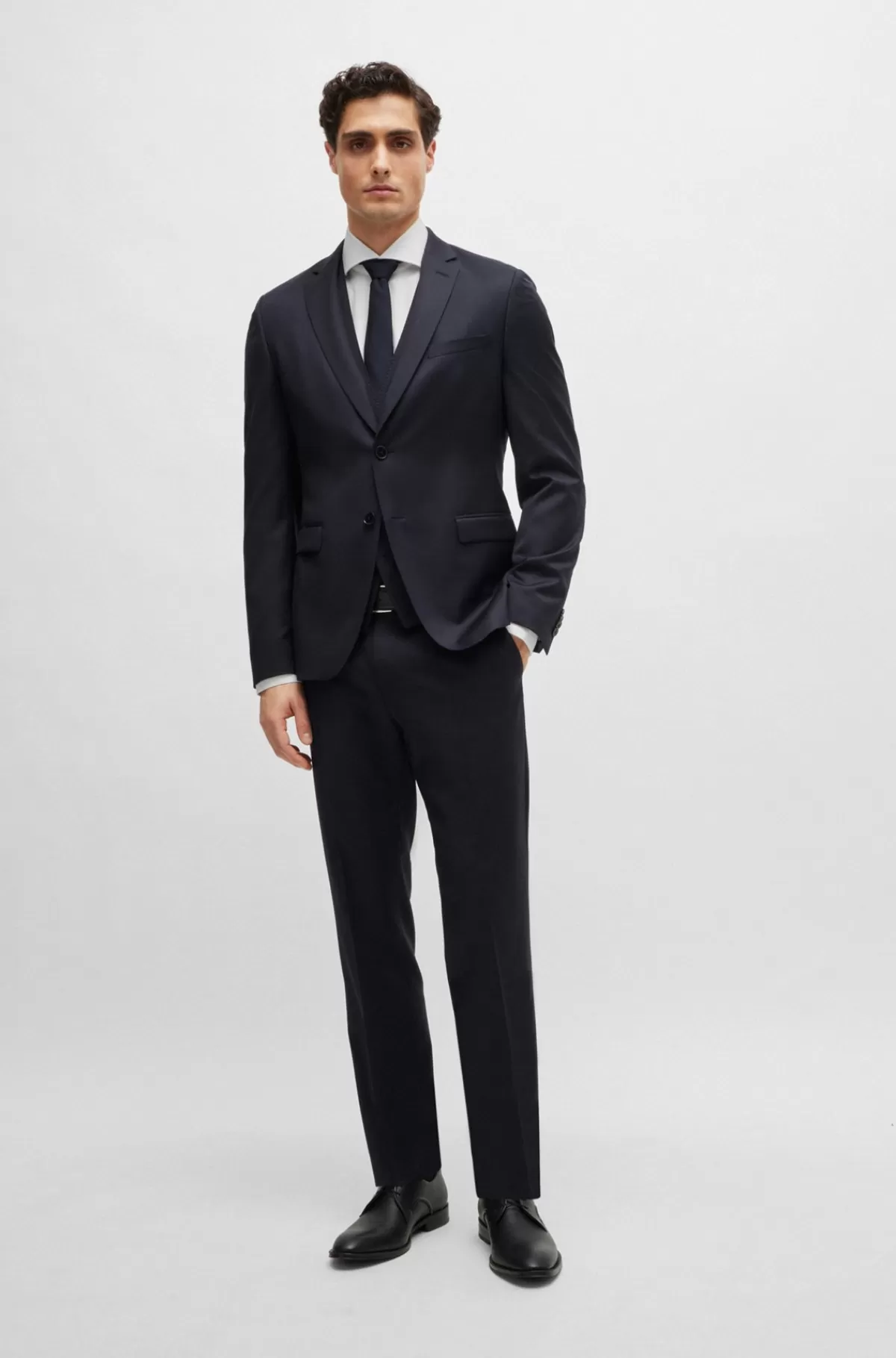 HUGO BOSS Slim Fit Vest Til Jakkesæt I Serge Af Ny Uld Mørkeblå Store