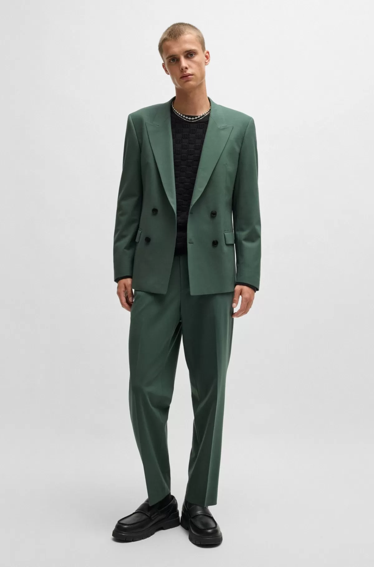 HUGO BOSS Slim-fit Trousers In Wool-blend Poplin Lysegrøn Fashion