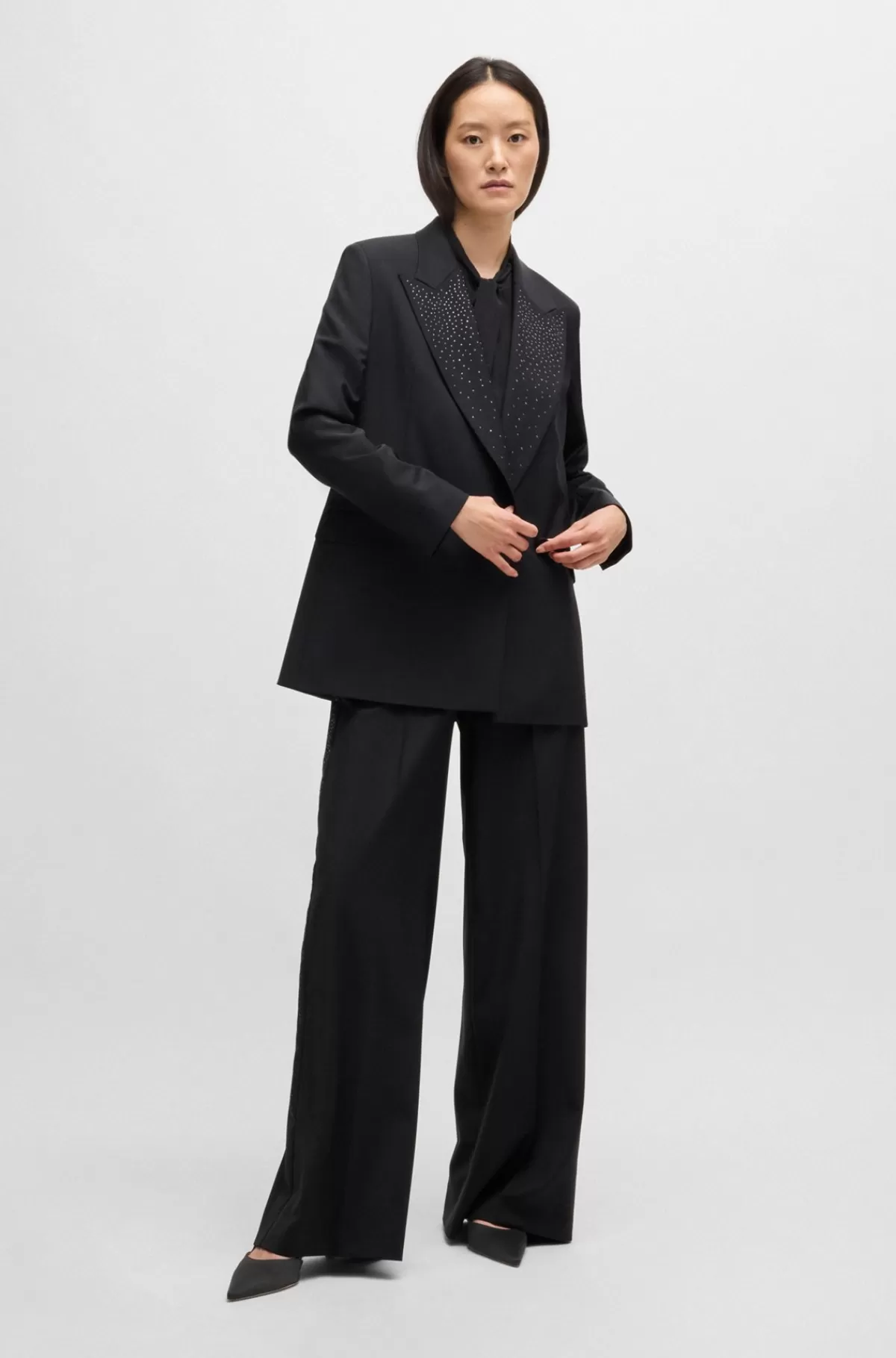 HUGO BOSS Slingback-pumps I Blød Satin Med Spids Tå Sort Flash Sale