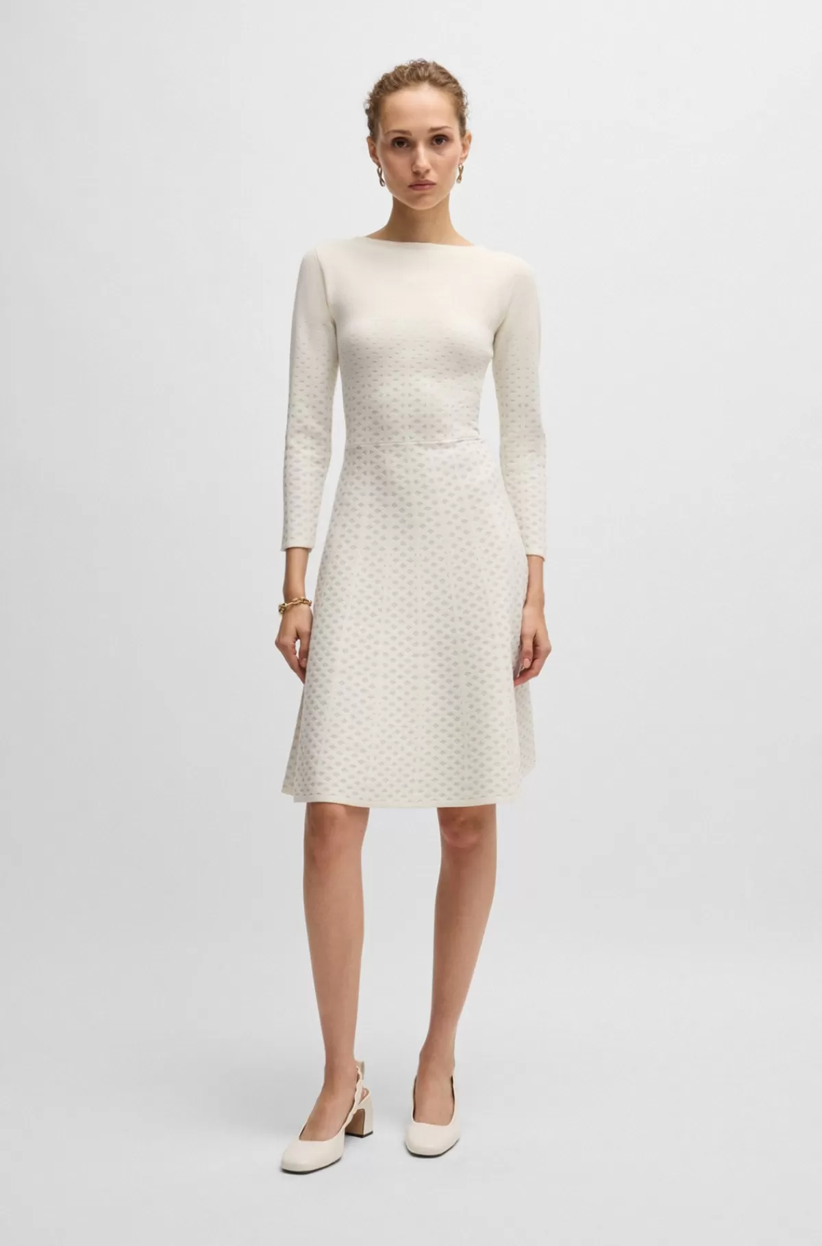 HUGO BOSS Slingbackpumps I Læder Med Dobbelt B-monogram Hvid Fashion