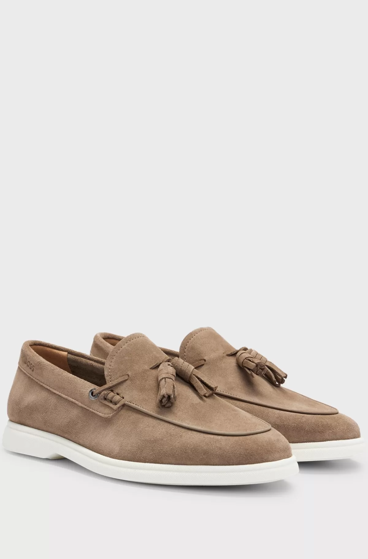 HUGO BOSS Slip-on Loafers I Ruskind Med Kvast På Kanten Beige Cheap