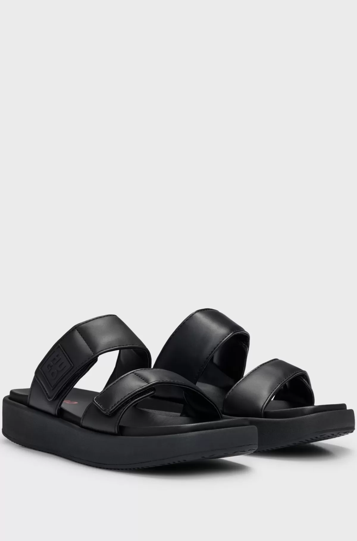 HUGO BOSS Slip-on Sandaler I Imiteret Læder Med Polstrede Stropper Sort Discount