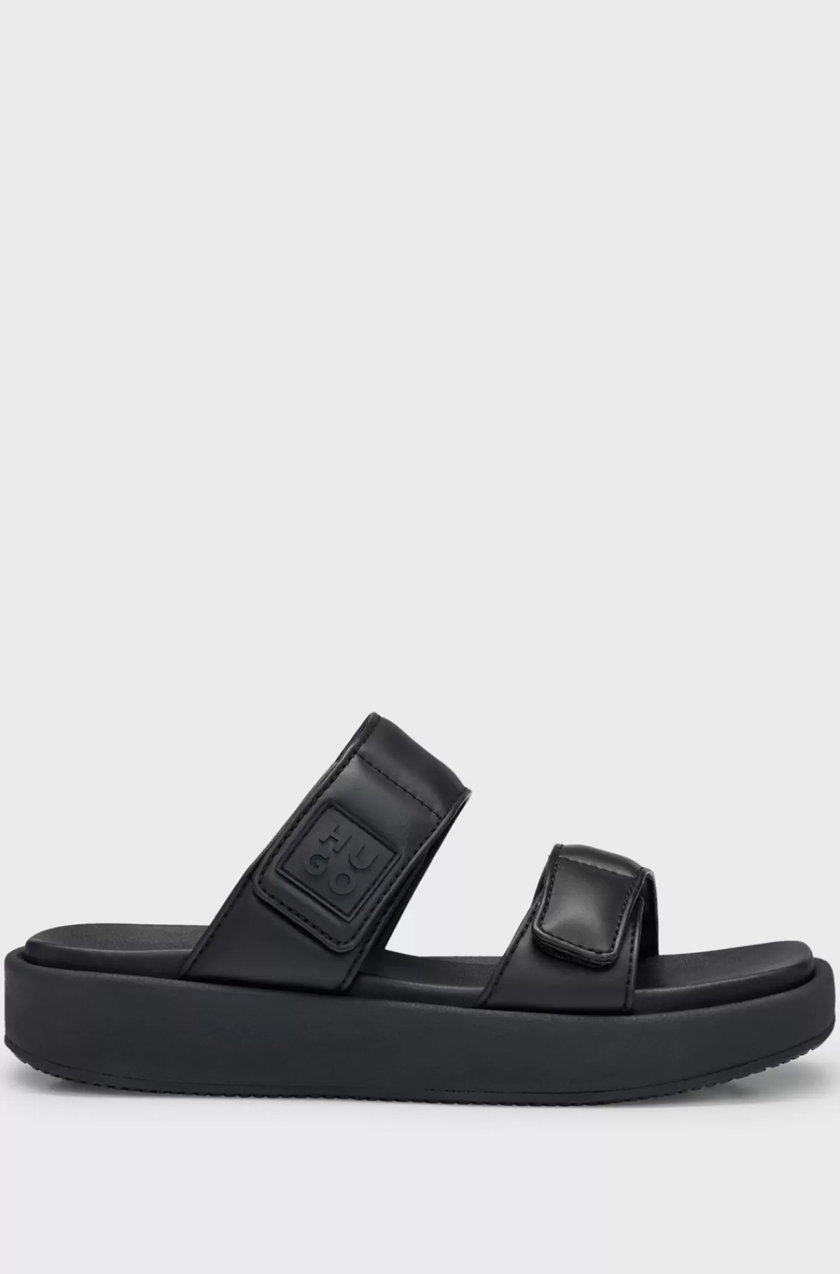 HUGO BOSS Slip-on Sandaler I Imiteret Læder Med Polstrede Stropper Sort Discount