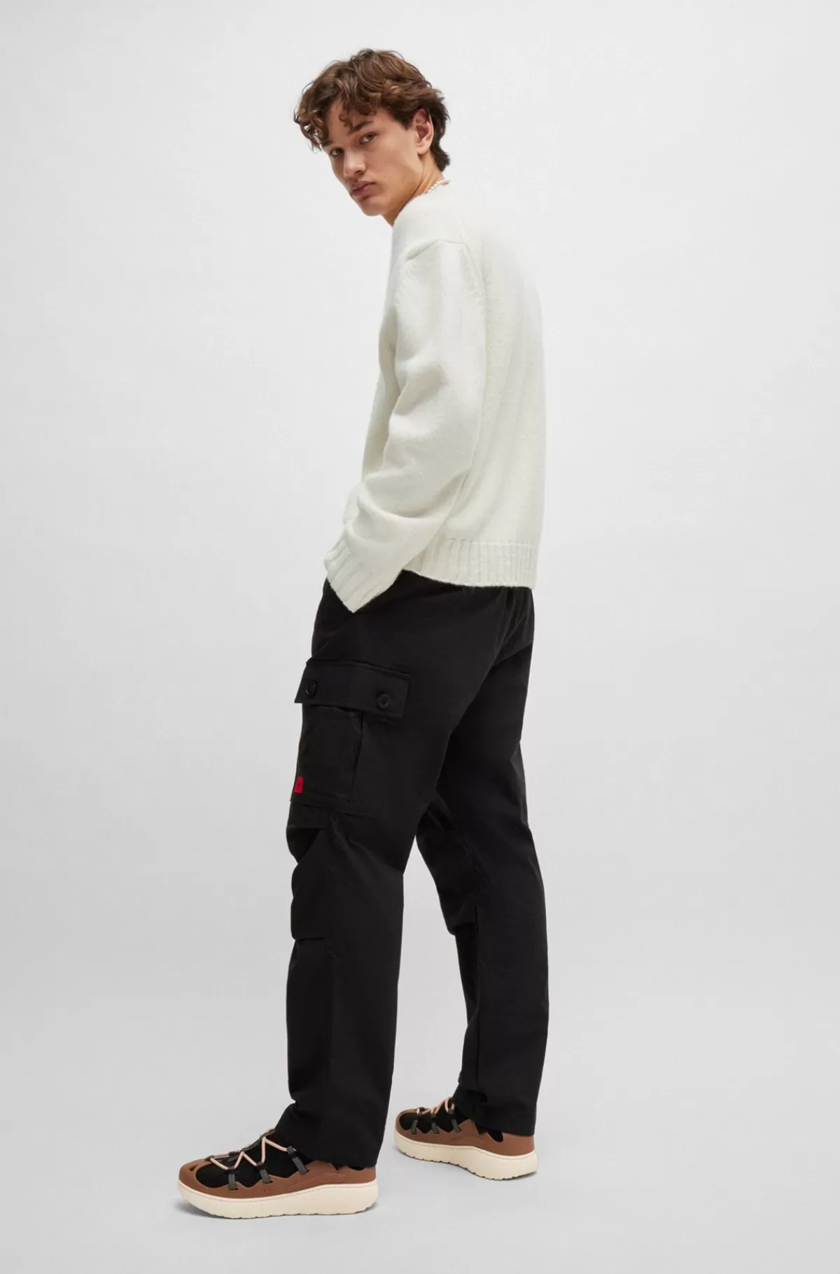 HUGO BOSS Slip-on Sneakers I Strømpestil Med Strikket Overdel Lysebrun Hot