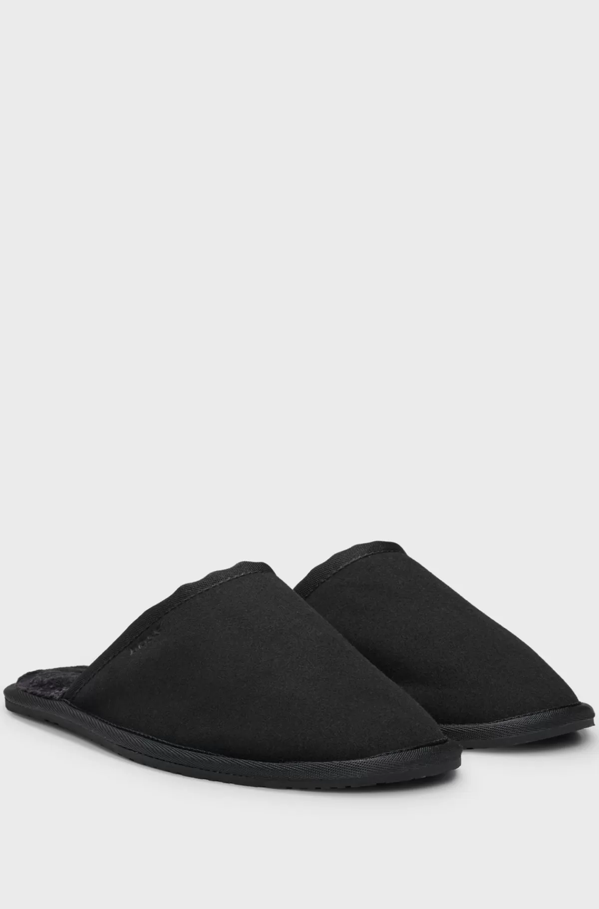 HUGO BOSS Slippers I Imiteret Ruskind Med Gummisål Sort Outlet