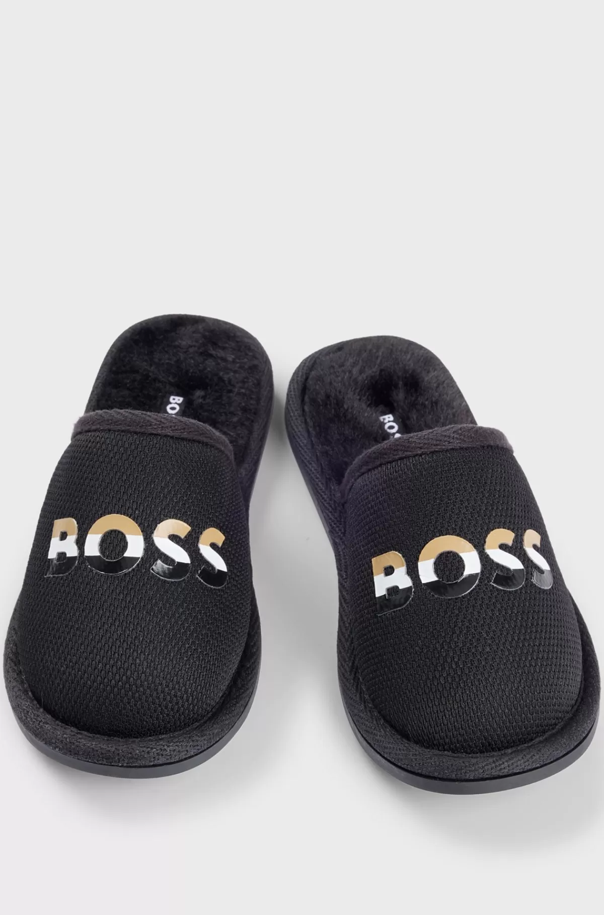 HUGO BOSS Slippers Til Børn Med Logo Og For I Imiteret Pels Sort Sale