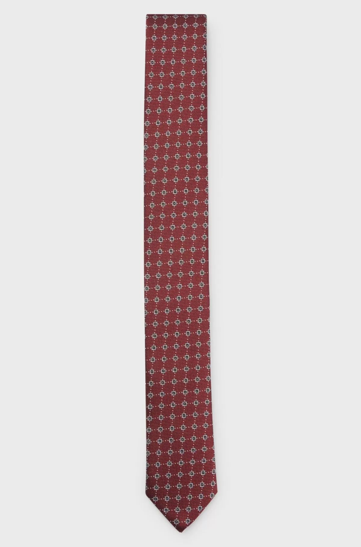HUGO BOSS Slips Af Silkeblanding Med Vævet Jacquardmønster Mørkerød Discount