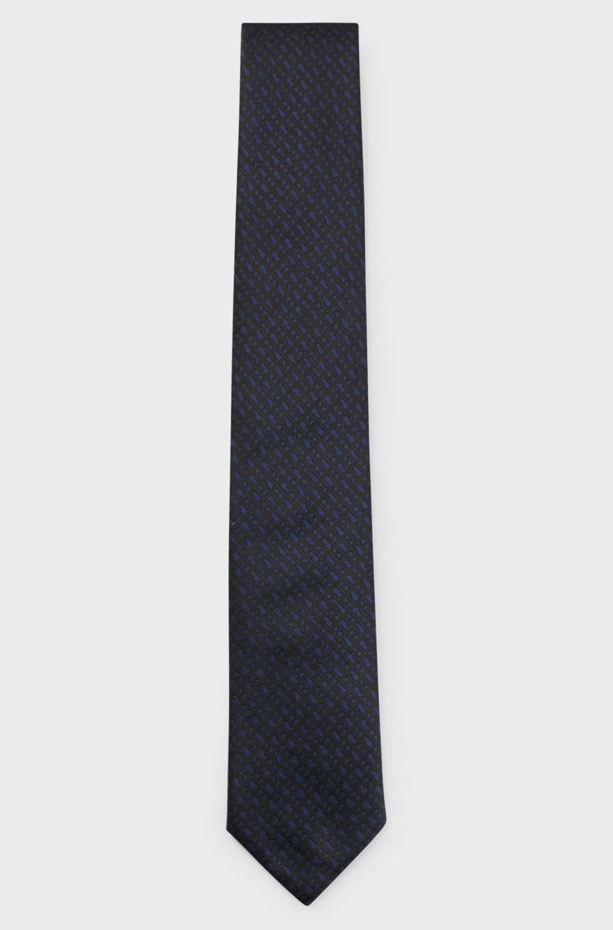 HUGO BOSS Slips I Ren Silke Med Jacquardvævede Monogrammer Mørkeblå Fashion