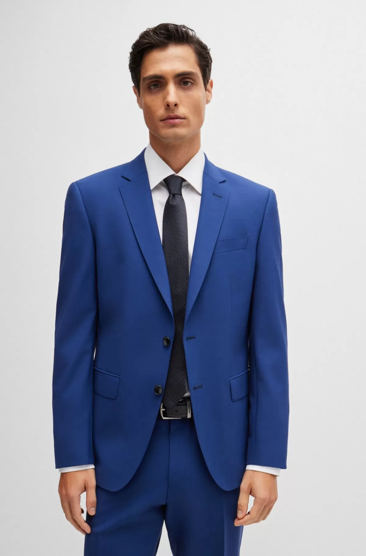 HUGO BOSS Slips I Ren Silke Med Jacquardvævede Monogrammer Mørkeblå Fashion