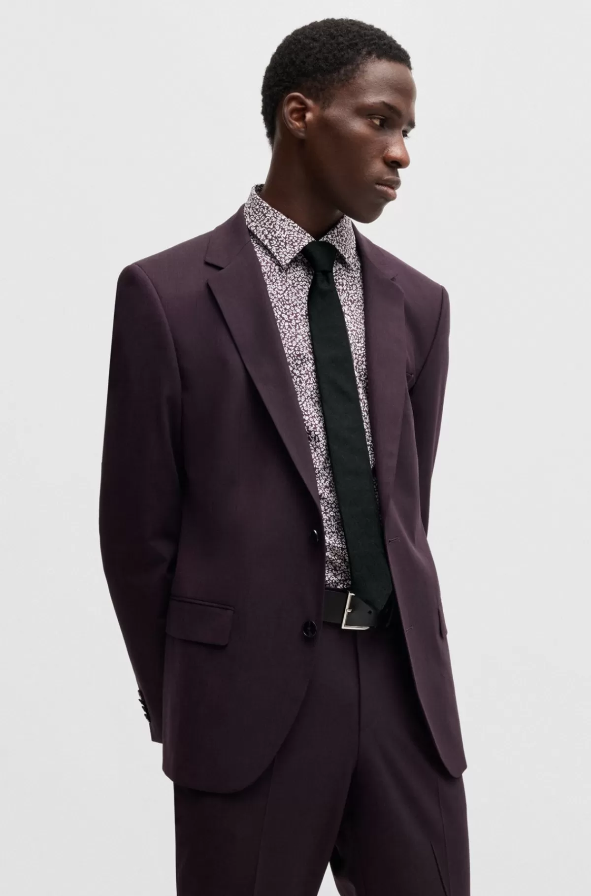 HUGO BOSS Slips I Silke Og Kædemønster Sort Shop