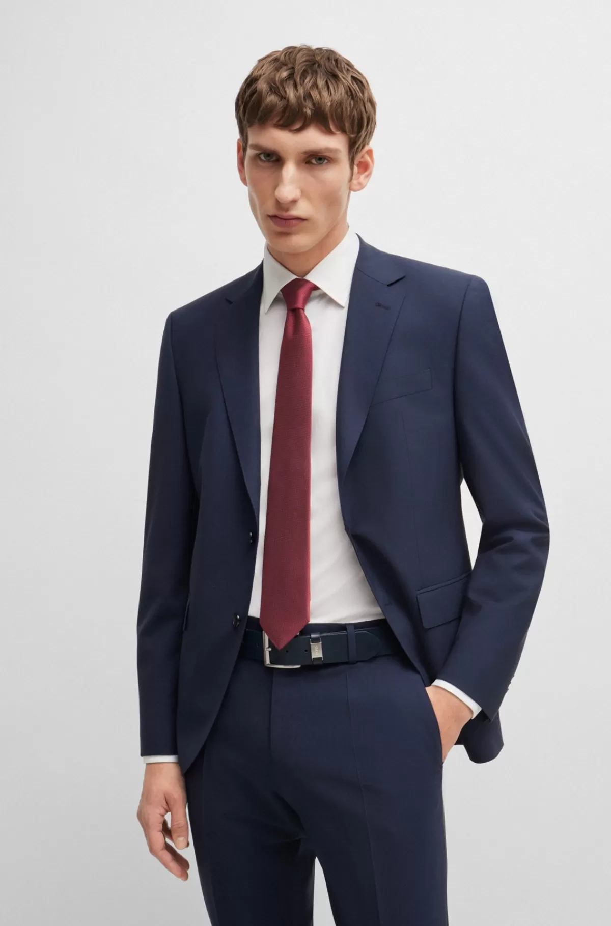 HUGO BOSS Slips I Silkeblanding Med Et Mikromønster Overalt Mørkerød Best Sale