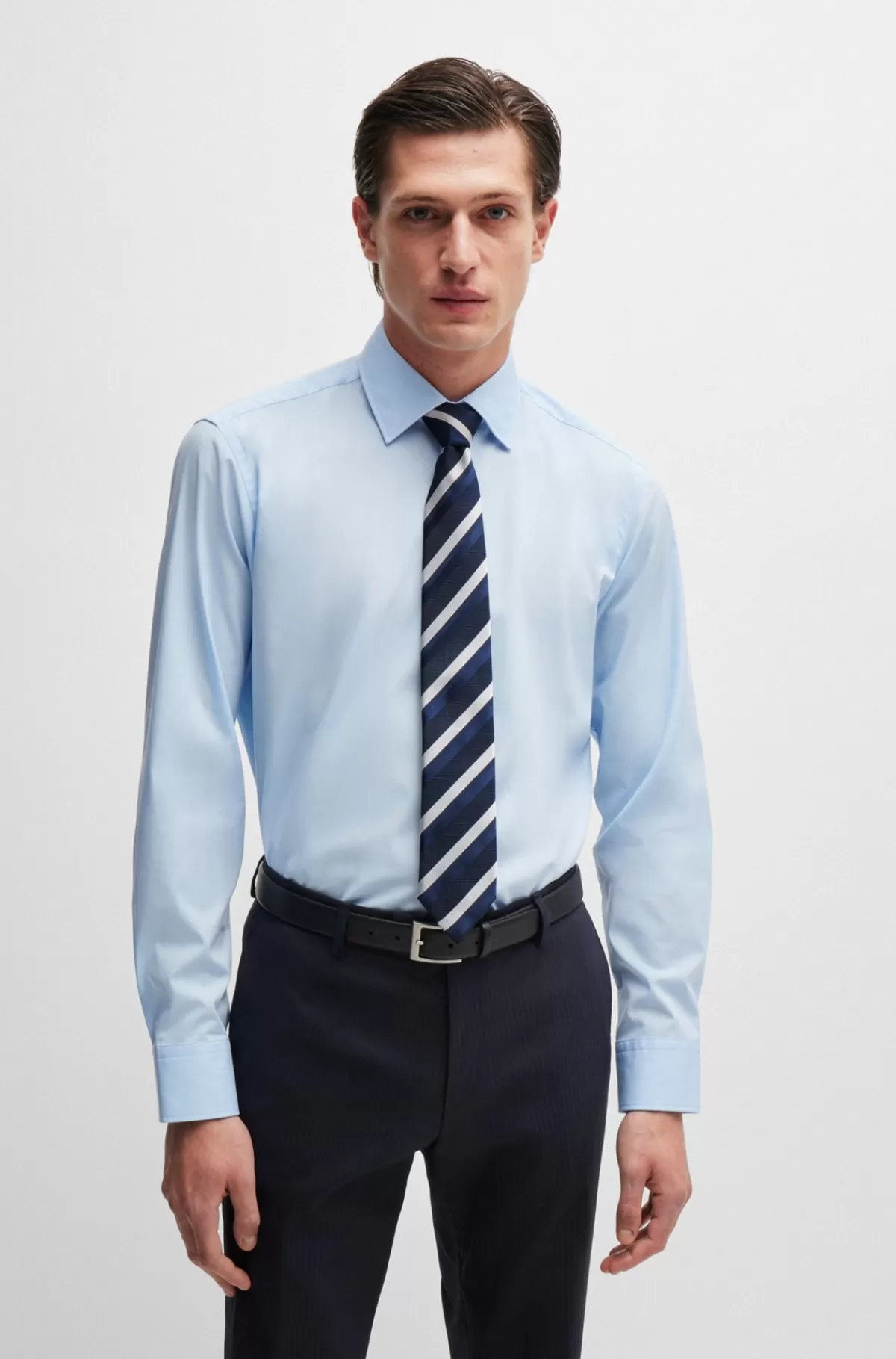 HUGO BOSS Slips I Silkeblanding Med Gennemgående Jacquardmønster Mørkeblå Shop
