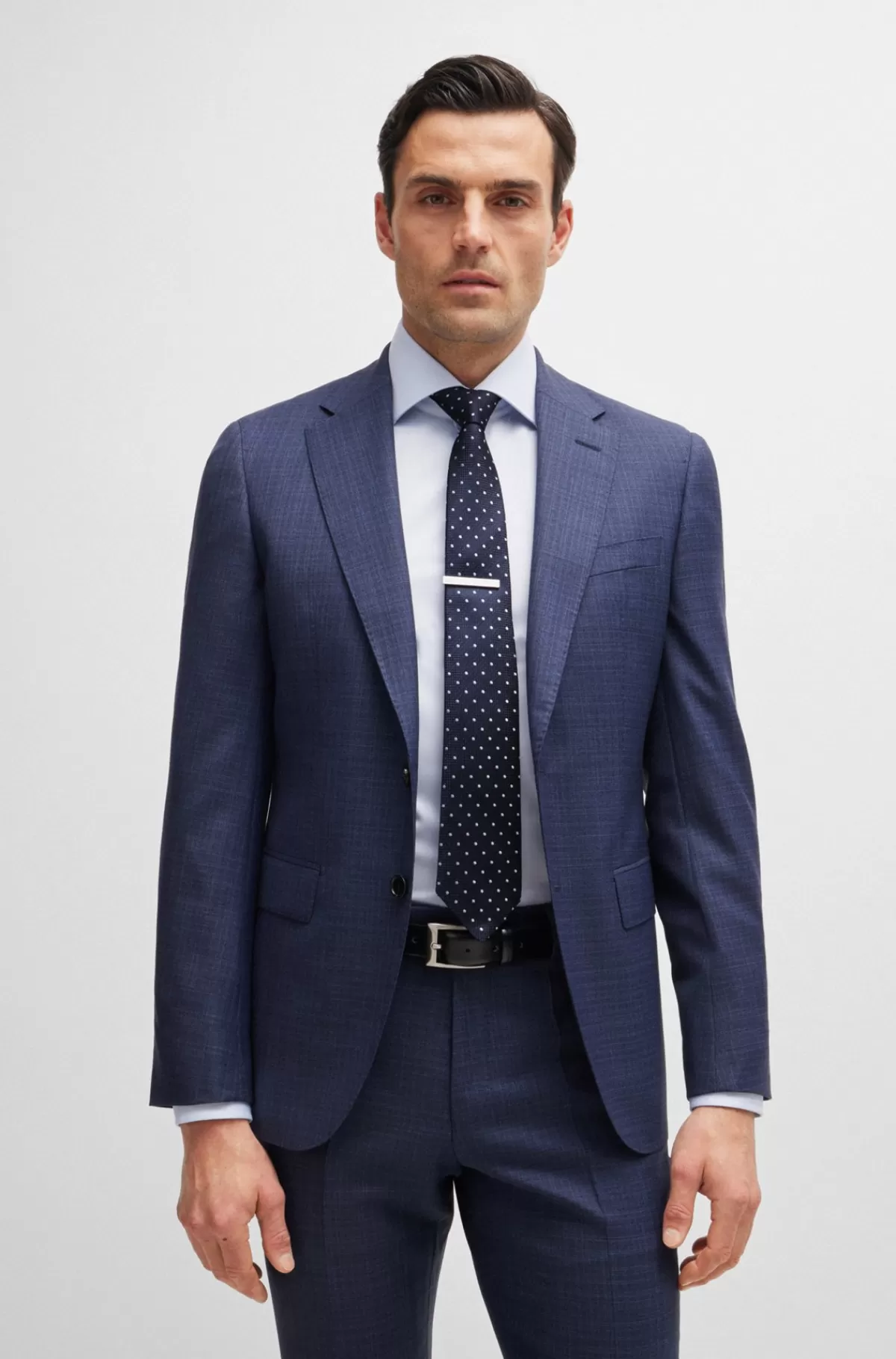 HUGO BOSS Slips I Silkejacquard Med Prikket Motiv Mørkeblå Clearance
