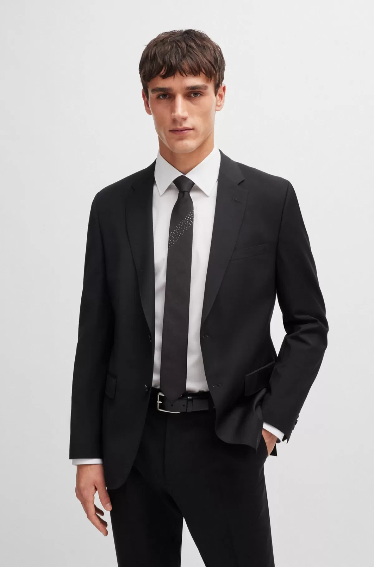HUGO BOSS Slips I Silke-jacquard Med Rhinstensstribe Sort Cheap
