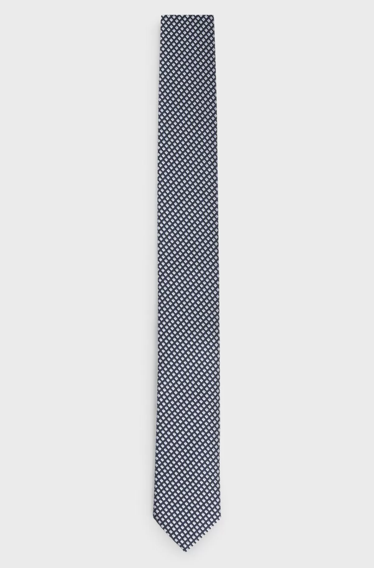 HUGO BOSS Slips Med Geometrisk Mønster I Silkeblandet Jacquard Lyseblå Hot