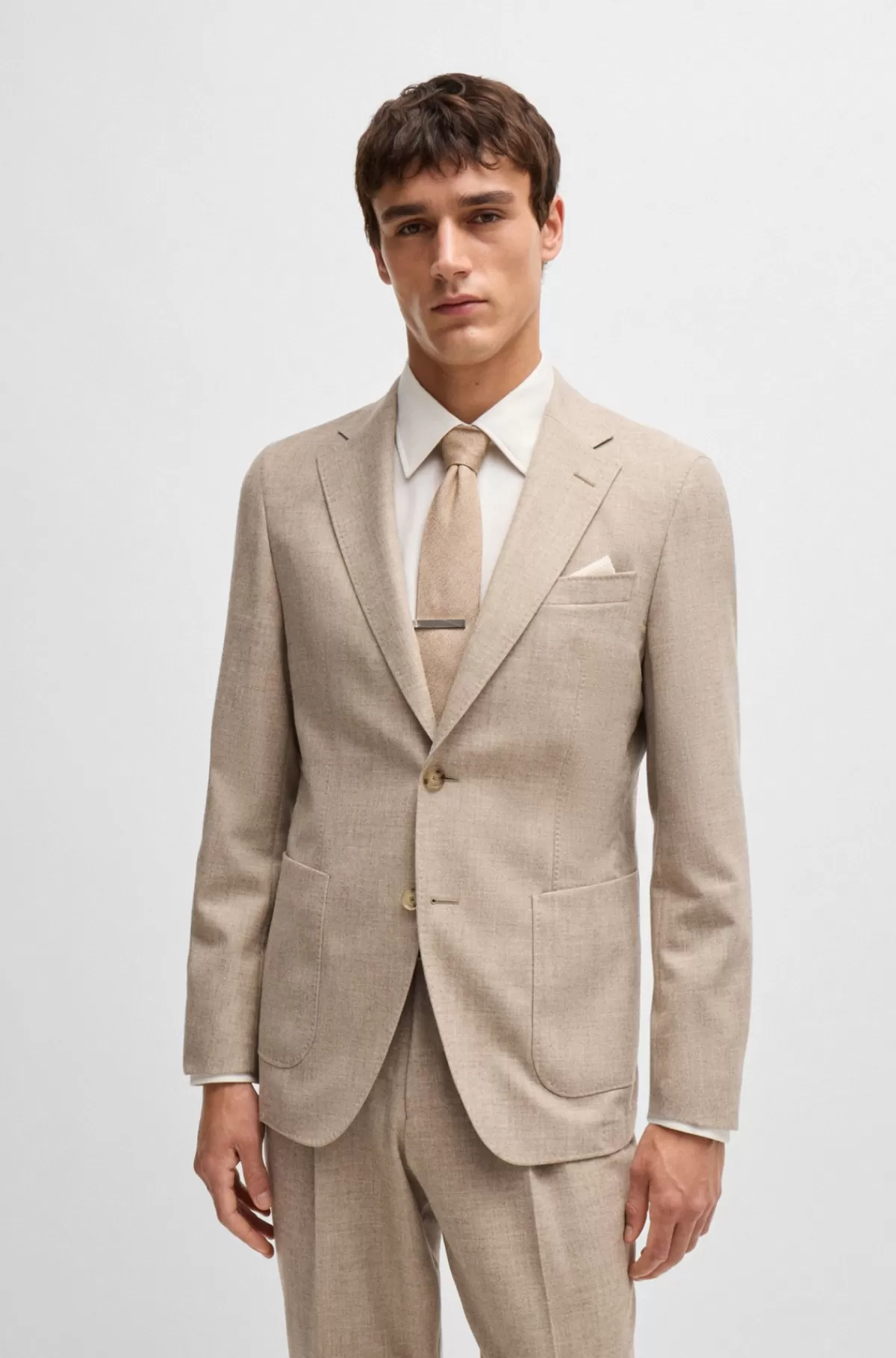 HUGO BOSS Slips Med Struktur I Italiensk Blanding Af Uld Og Silke Beige Best
