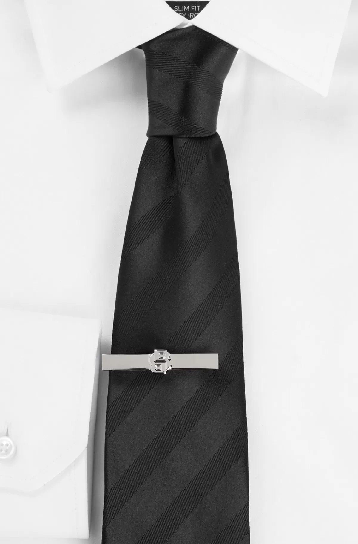 HUGO BOSS Slipseklemme I Messing Med Dobbelt B-monogram Sølv Best
