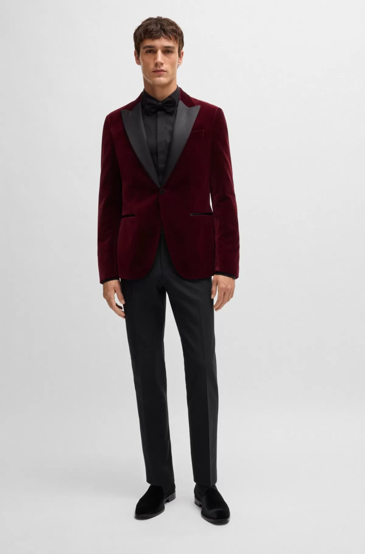 HUGO BOSS Smokingbukser I Slim Fit Lavet Af Uld Med Stræk Sort Outlet