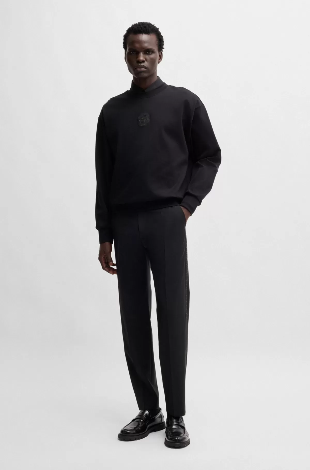 HUGO BOSS Smokingbukser Med Regular Fit I Uldblanding Sort Clearance