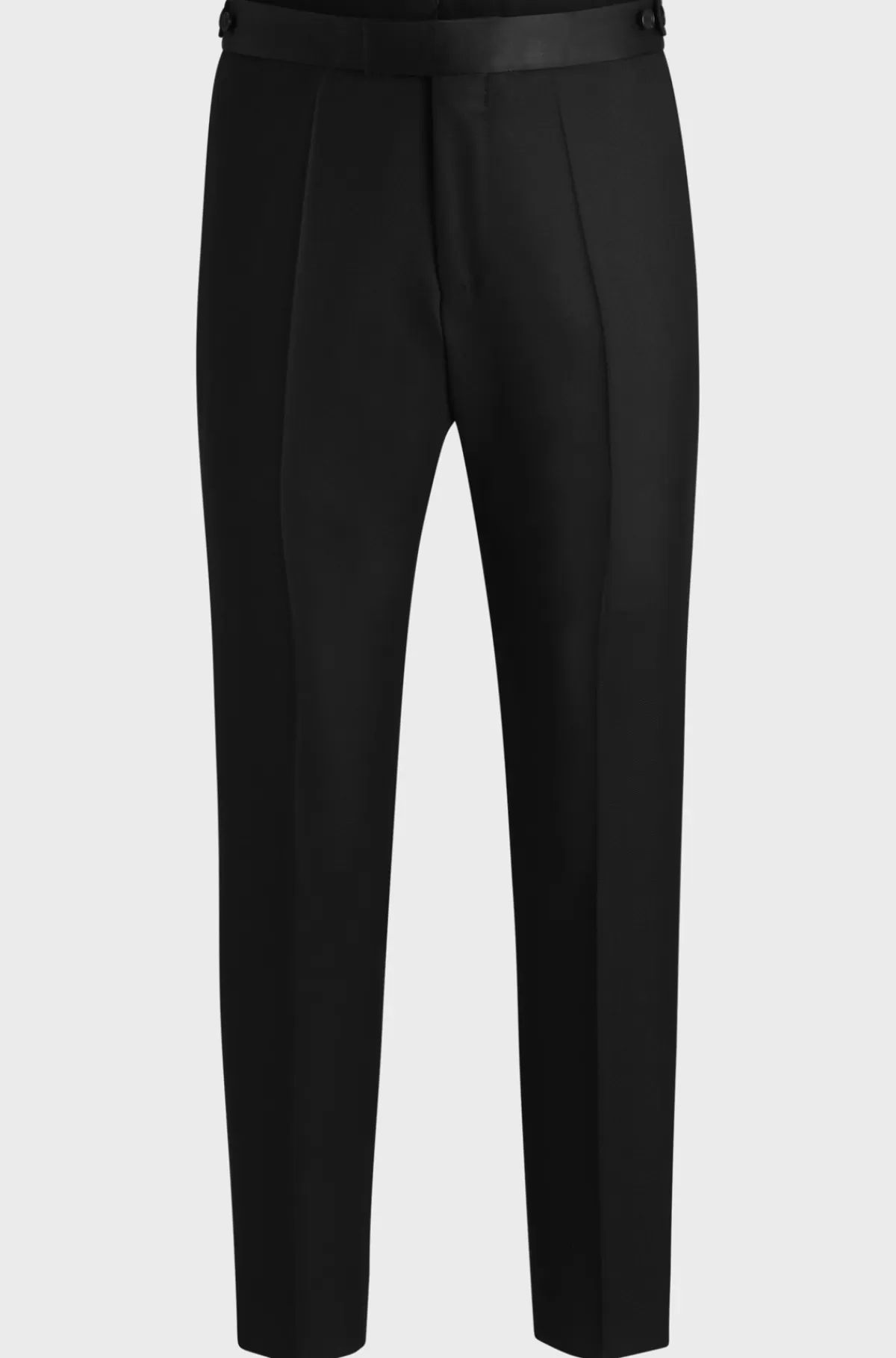 HUGO BOSS Smokingbukser Med Relaxed Fit I Uld Med Silkedetaljer Sort Store