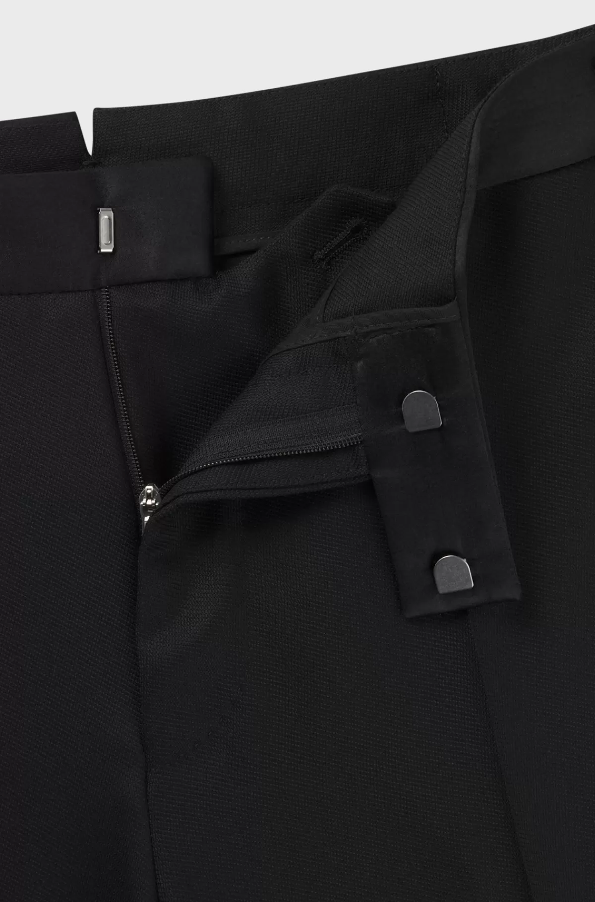 HUGO BOSS Smokingbukser Med Relaxed Fit I Uld Med Silkedetaljer Sort Store