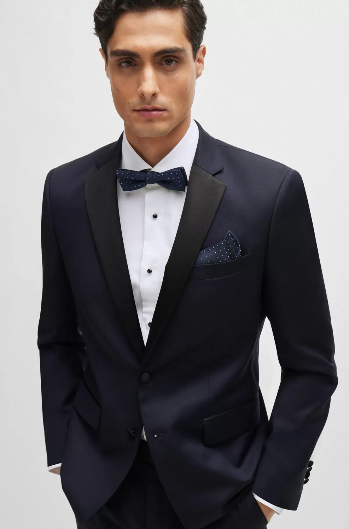 HUGO BOSS Smokingjakke I Slim Fit I Serge Af Ny Uld Mørkeblå Store