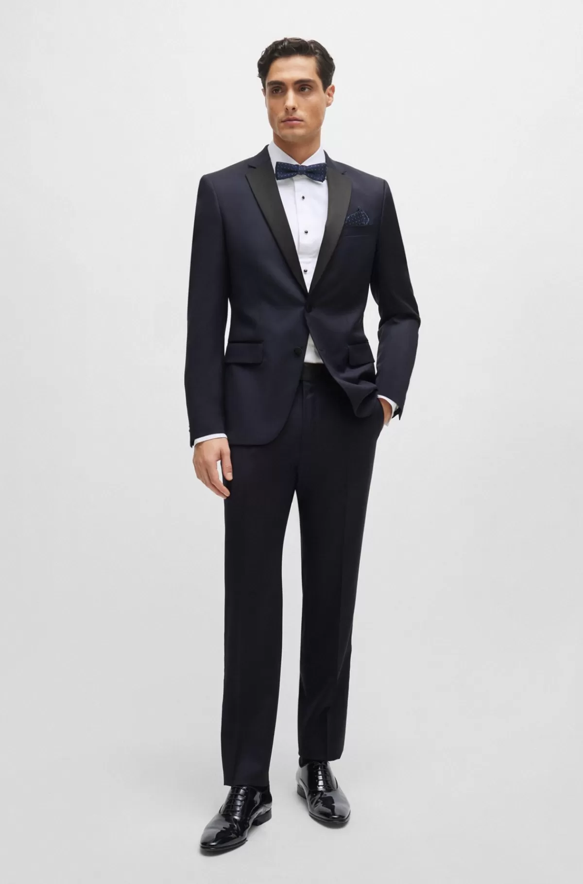 HUGO BOSS Smokingjakke I Slim Fit I Serge Af Ny Uld Mørkeblå Store