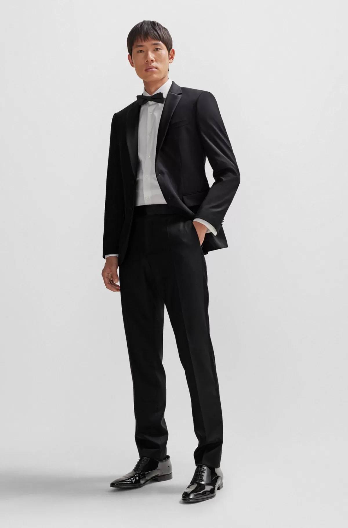 HUGO BOSS Smokingjakke I Slim Fit I Serge Af Ny Uld Sort Clearance